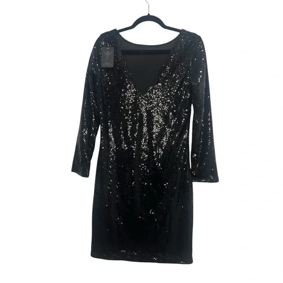 blue and black yellow and white dress Faux-Wrap Black Floral Casual Knee-Length Dress Black/Blue / Large